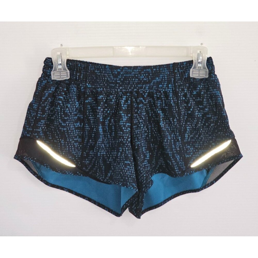 Lululemon Women's Blue Black Teal  Hotty Hot Short Pulse  Size 4 1808 - Picture 11 of 16